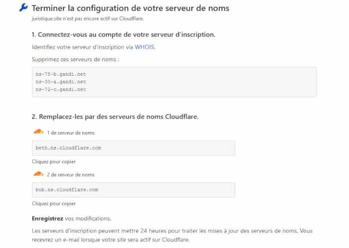 Comment modifier les serveurs de noms de Gandi ?