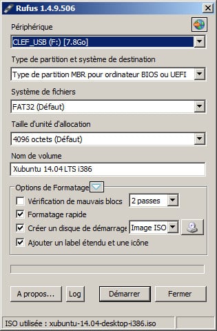 Paramétrer le logiciel rufus