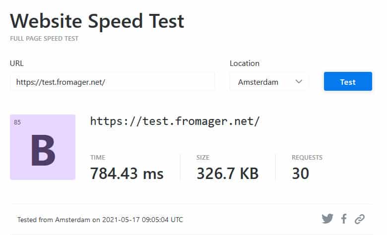 Website Speed Test tools de KeyCDN : exemples de résulats