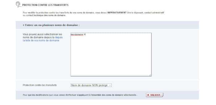 Protection contre les transferts chez BookMyName